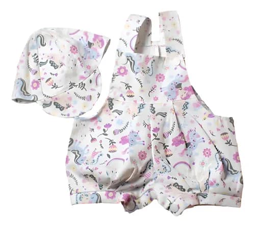 Jardinero Pañalero  De Algodón Estampado Y Gorro Para Bebes - imagen 32
