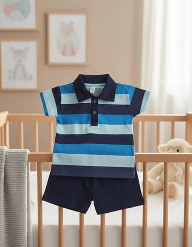Conjunto De Chomba Manga Corta Y Short Algodon Bebes - imagen 4