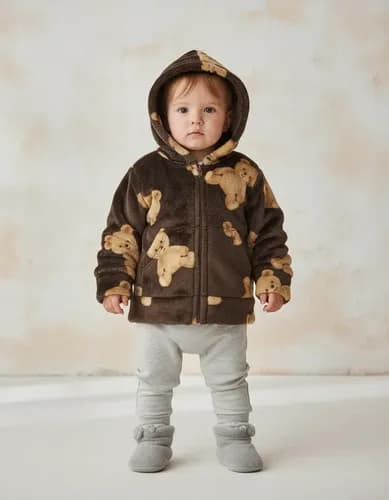 Campera Con Capucha Polar Soft/ Piel Abrigo  Bebes - imagen 4