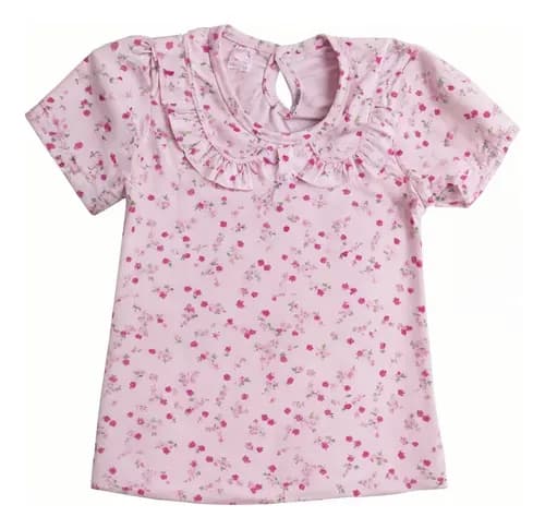 Remera Manga C. De Algodón Estampado Cuello Redondo Volados - imagen 4