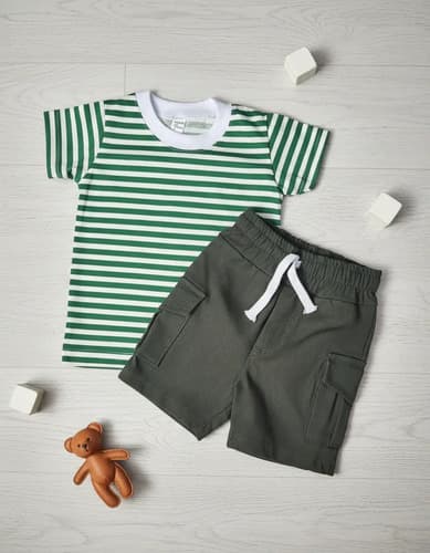 Conjunto Remera Manga Corta Y Short De Bengalina Bebe - imagen 2