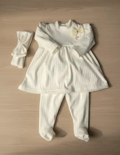 Set Vestido Manga Larga, Vincha Y Calza Beba Morley Algodon - imagen 11