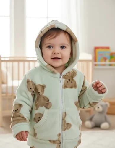 Campera Con Capucha Polar Soft/ Piel Abrigo  Bebes - imagen 9