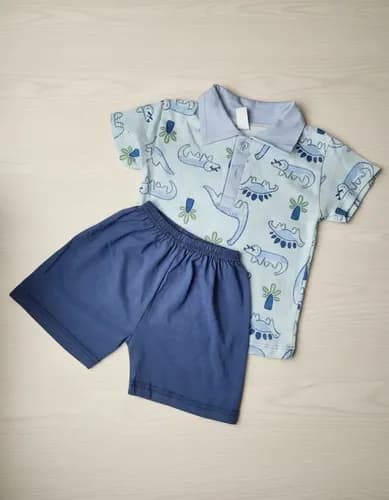 Conjunto De Chomba Manga Corta Y Short Algodon Bebes - imagen 6