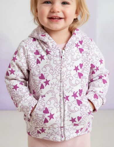 Campera/capucha De Algodón Friza Estampada Beba Botones - imagen 11