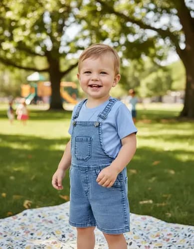 Jardinero Jeans Elastizado Y Remera Algodon Bebes - imagen 5