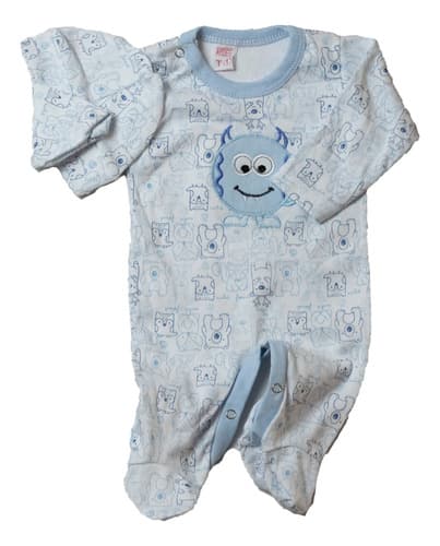 Enterito Pañalero De Algodon Estampado Con Gorro Bebes - imagen 7