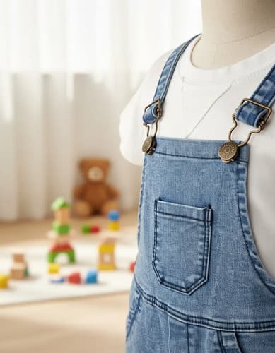 Jardinero Jeans Elastizado Y Remera Algodon Bebes
