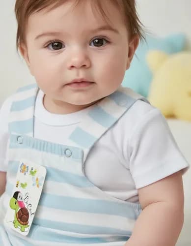 Jardinero Corto De Algodon Y Remera Manga Corta Bebe - imagen 6