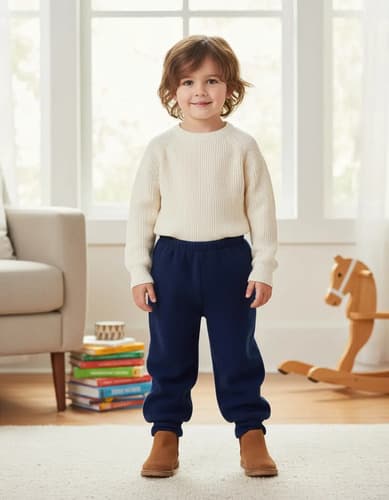 Pantalon Babucha De Algodon Frizado Con Puño Bebes - imagen 5