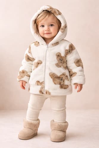 Campera Con Capucha Polar Soft/ Piel Abrigo  Bebes - imagen 8