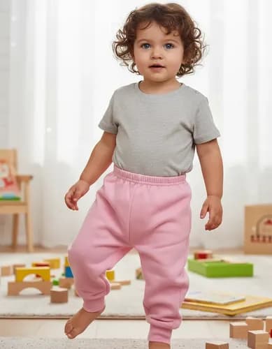 Pantalon Babucha De Algodon Frizado Con Puño Bebes