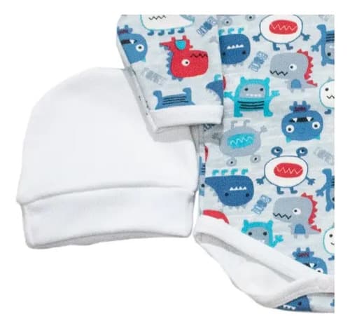 Set 3 Piezas Body, Ranita Y Gorro De Algodon Estampado - imagen 6