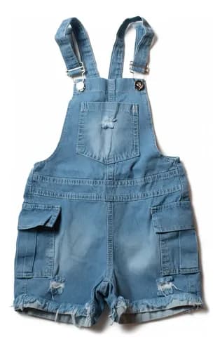 Jardinero Corto Cargo De Jeans Niñas
