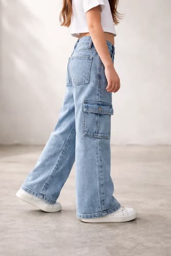 Pantalon Jeans Wide Leg Cargo Niñas - imagen 3