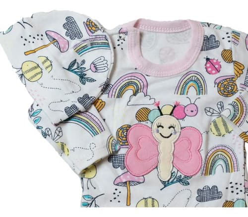 Enterito Pañalero De Algodon Estampado Con Gorro Bebes - imagen 2