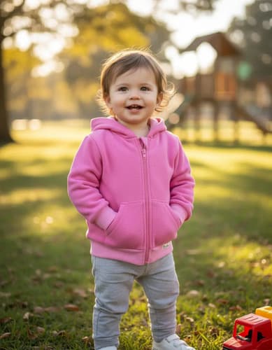 Campera De Algodon Frizado Con Capucha Para  Bebe
