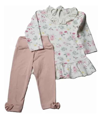 Conjunto De Calza Modal Soft Y Remera M. L. Algodon  Beba