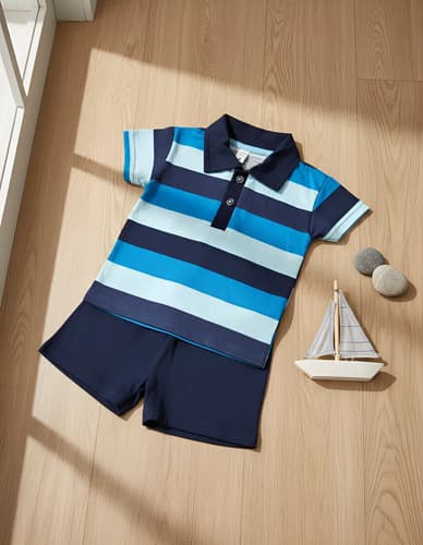 Conjunto De Chomba Manga Corta Y Short Algodon Bebes