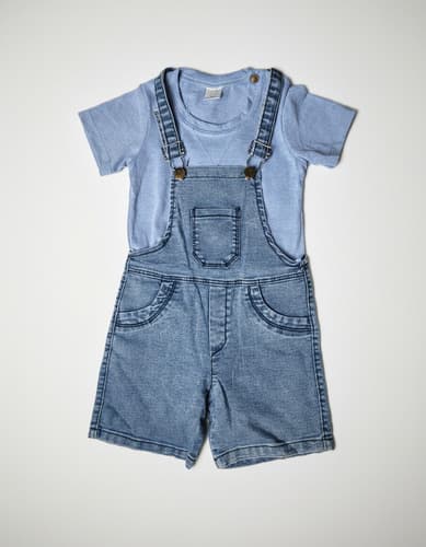 Jardinero Jeans Elastizado Y Remera Algodon Bebes - imagen 8