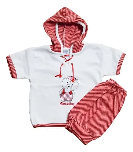 Conjuntos De Algodon Manga Corta Capucha Bebe - imagen 3