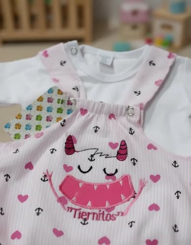 Jardinero Corto De Algodon Y Remera Manga Corta Bebe - imagen 4