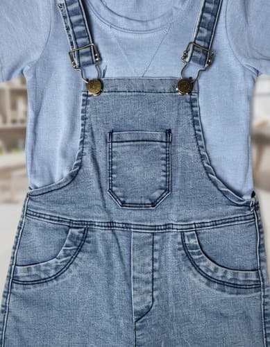 Jardinero Jeans Elastizado Y Remera Algodon Bebes - imagen 10