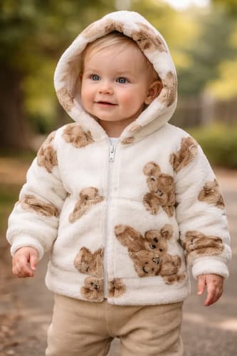 Campera Con Capucha Polar Soft/ Piel Abrigo  Bebes - imagen 5