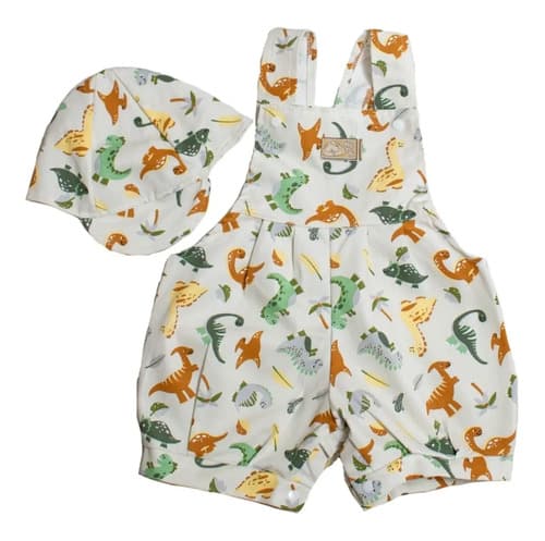 Jardinero Pañalero  De Algodón Estampado Y Gorro Para Bebes - imagen 18