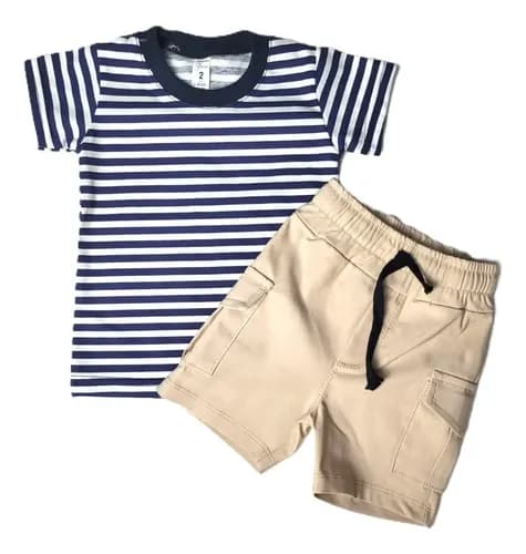 Conjunto Remera Manga Corta Y Short De Bengalina Bebe