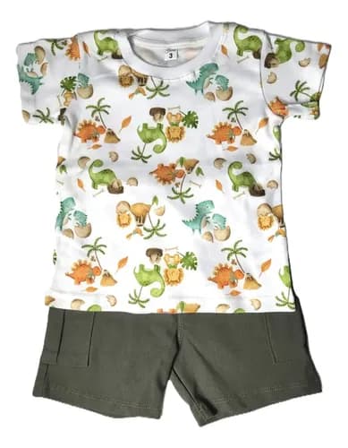 Conjunto Remera Manga Corta Y Short De Bengalina Bebe - imagen 11