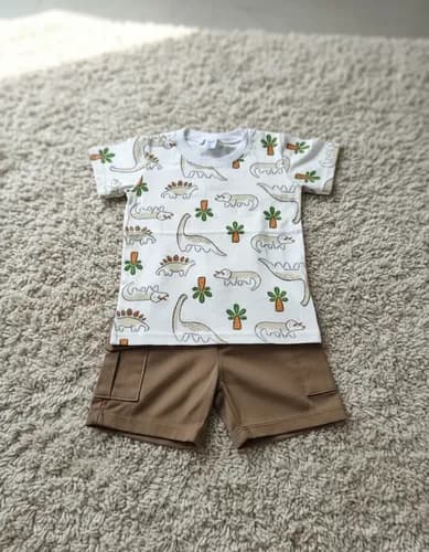 Conjunto Remera Manga Corta Y Short De Bengalina Bebe - imagen 10