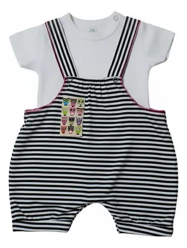 Jardinero Corto De Algodon Y Remera Manga Corta Bebe - imagen 12