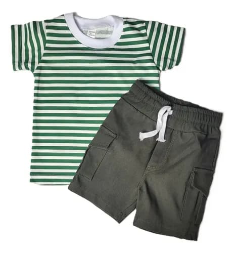 Conjunto Remera Manga Corta Y Short De Bengalina Bebe - imagen 3
