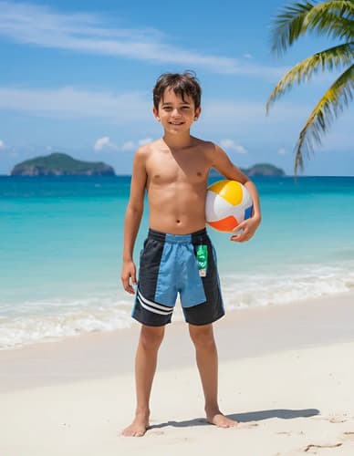Short Baño Niño Estampado  Combinado Con Suspensor