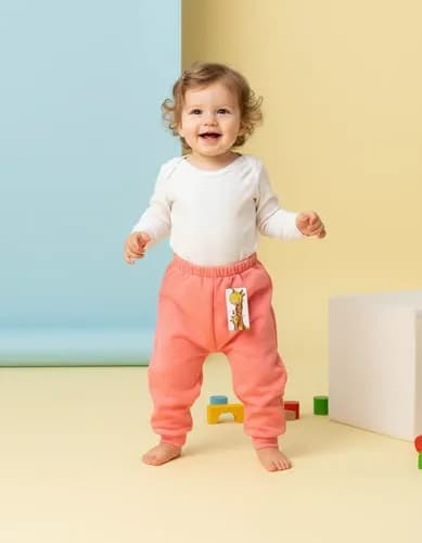 Pantalón Con Puño De Algodón Friza Liviana Bebes