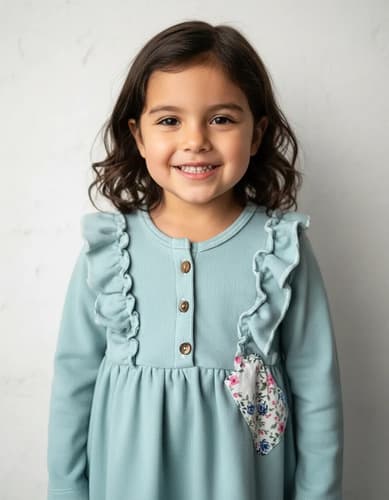 Vestido Manga Larga Con Volados Niña - imagen 2