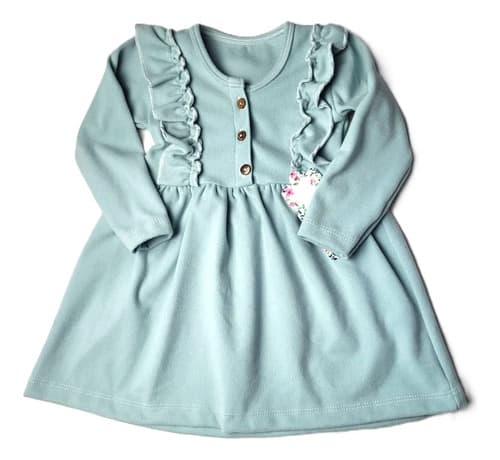 Vestido Manga Larga Con Volados Niña - imagen 5