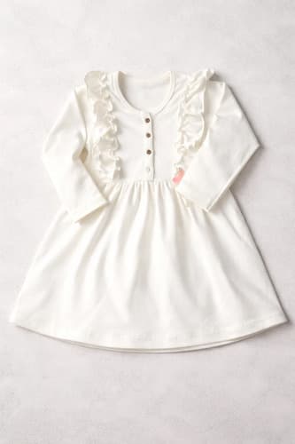 Vestido Manga Larga Con Volados Niña - imagen 11