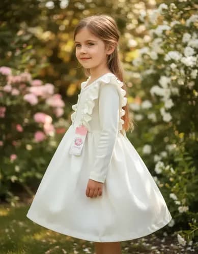 Vestido Manga Larga Con Volados Niña - imagen 10