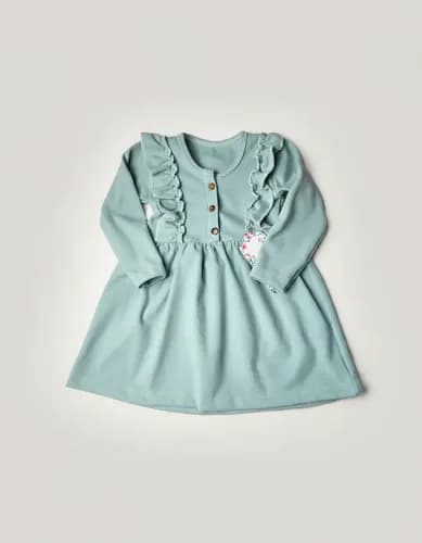 Vestido Manga Larga Con Volados Niña - imagen 4