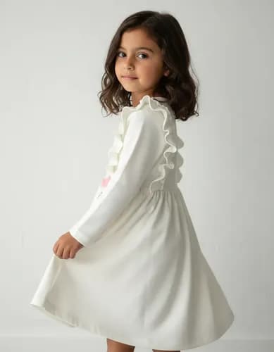 Vestido Manga Larga Con Volados Niña - imagen 6