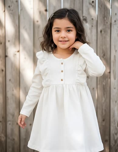 Vestido Manga Larga Con Volados Niña - imagen 7