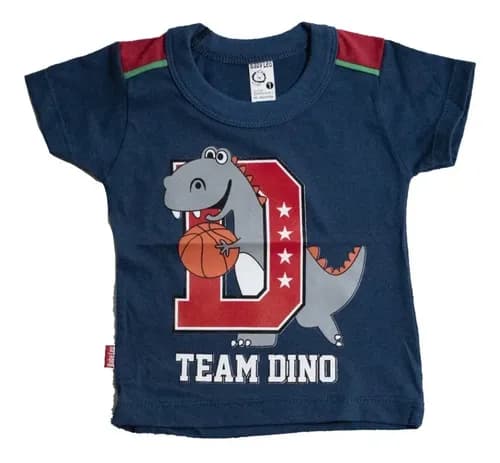Remera M Corta De Algodón Estampa Dino Bebes - imagen 3