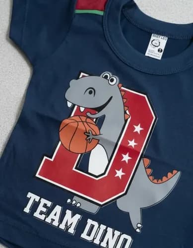Remera M Corta De Algodón Estampa Dino Bebes - imagen 4