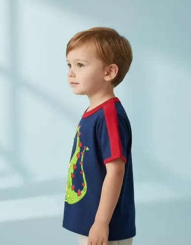 Remera M Corta De Algodón Estampa Dino Bebes - imagen 5