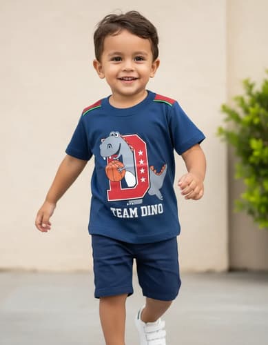 Remera M Corta De Algodón Estampa Dino Bebes - imagen 2