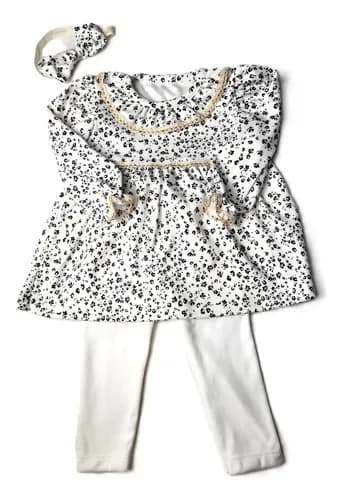 Conjunto De Vestido, Calza Y Vincha Beba