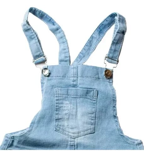 Jardinero De Jeans Elastizado Corto Pollera Pantalon Niñas - imagen 3