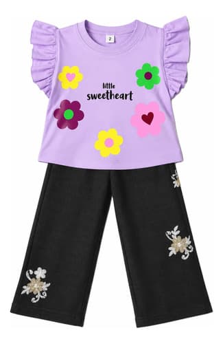 Conjunto Beba Remera Algodón + Pantalon Palazzo De Lino - imagen 7